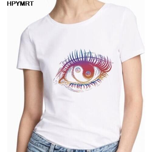 Women 2020 Summer Short Sleeve Fun Gossip in the eyes Print Lady T shirts Tops T Shirt Ladies Womens Graphic Female Tee T-Shirt
