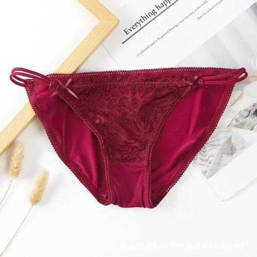 Sexy Briefs Lace Panties Low-waist G-string Soft Women Thong Bandage Flower Lingerie Female Transparent Hollow Underpants