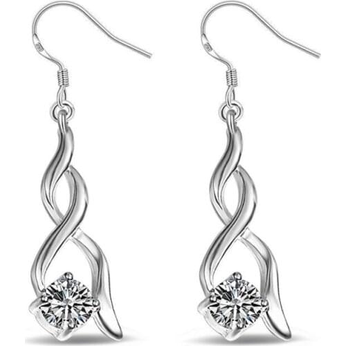 Fashion Drop Earrings For Women Zircon Earring Earings Silver color Jewelry Earing Brincos Brinco Oorbellen Gift Ja303