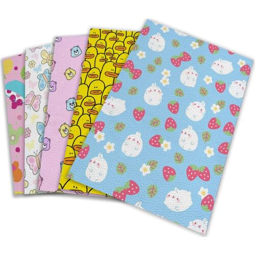 22*30cm 1pcs Cartoon Animal Series Artificial Synthetic Leather Lychee Pattern Sewing Fabric DIY Manual