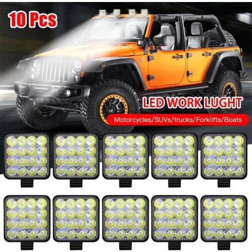 10PCS Car Work Light 48W 16LED Light Bar MINI Driving Fog Lamps Super Bright Roof Spotlight for SUV ATV Off-Road
