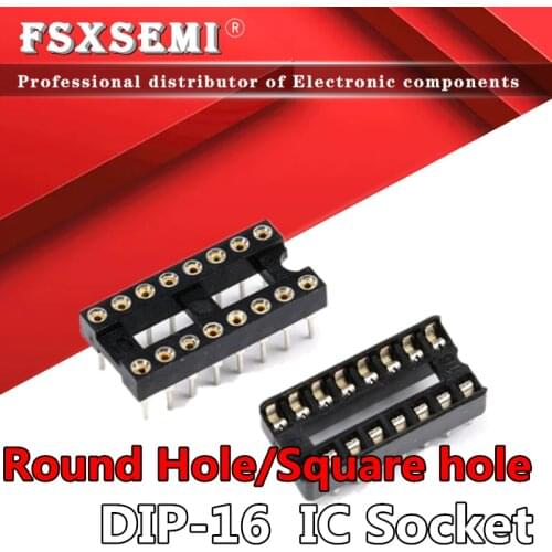 10pcs DIP-16 Round Hole Square hole 16 Pins 2.54MM DIP DIP16 IC Sockets Adaptor Solder Type IC Connector