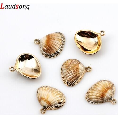10Pcs Gold Plated Acrylic Shell Pendants Charms For Jewelry Making Bracelet Necklace Earring Shells Charm DIY Accessorie