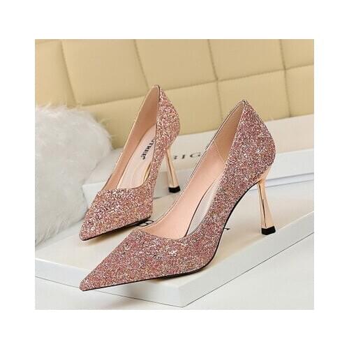 2020 America Stiletto Women Pumps Sequined ClothSuper High Heels 8CM Fashion Waterproof Platform Peep Toe Nightclub Single Shoes