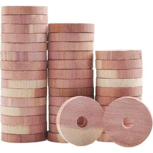 40 Packs Aromatic Cedar Blocks for Clothes Storage,Natural Cedar Wooden Rings for Hangers,Closet Storage and Drawers