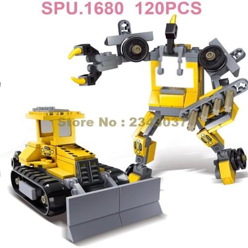 8028 120pcs Urban Bulldozer Engineering Car Vehicles Robot 1 Dolls Building Blocks Toy