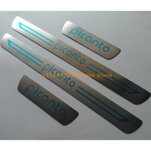 Car Styling For Kia Picanto Accessories Stainless Steel Door sill Trim cover Scuff Plate Protector Guard Auto Sticker 2010-2019