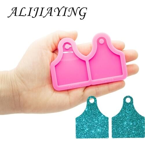 Shiny Silicone Resin Cow tag Earrings Molds , COWTAG Epoxy Silicone mold, Clay Molds wholesale DY0786