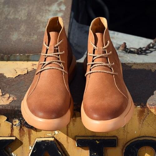 Martin Boots Men Shoes Fashion Autumn Black Chelsea Boots Round Toe Lace Up Sewing Men Shoes Non Slip High Top Shoes Male Boots