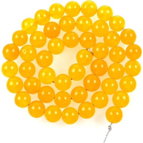 Natural Stone Beads Yellow Transparent Marble Loose Beads for Jewelry Making Needlework DIY Bracelet Strand 4-12 MM