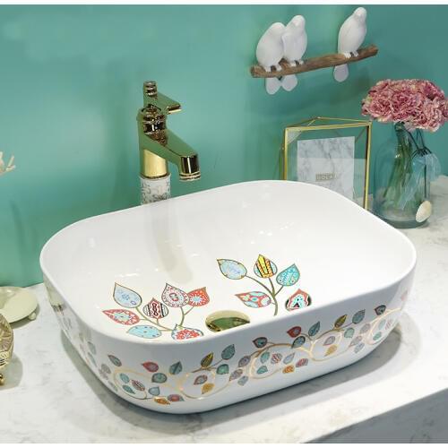 Delicate porcelain decoration bathroom restaurant wash sink