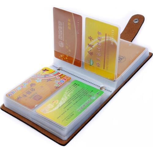 Hot Sale 60 Slots Women Men Credit Card Holder Genuine Leather Buckle Large Capacity Business ID Holders Organizer Free Shipping