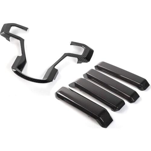 For Ford F150 F-150 2015-2020 Car Carbon Fiber Steering Wheel Cover Inner Door Handle Cover Trim Accessories