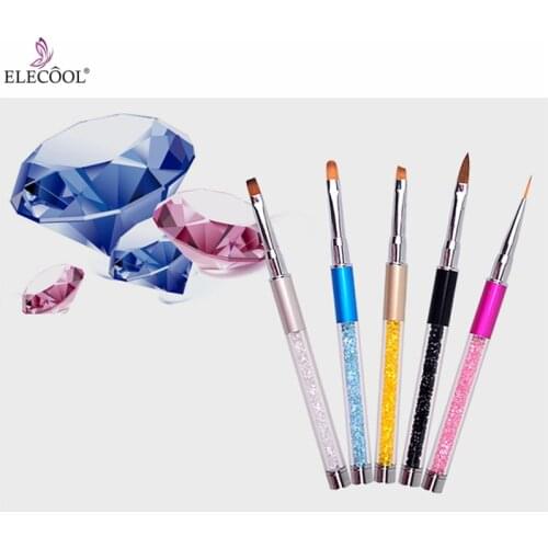 ELECOOL Nail Art Brush With Cap 1Pc Acrylic UV Gel Nail Art Painting Brush Drawing Pen DIY Nail Art Polish Brush Manicure Tool