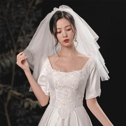 2021 Wedding Veil For Women White Multi Layers Super Fairy Bridal Veils With Comb Simple Wedding Photo Modeling Headdress