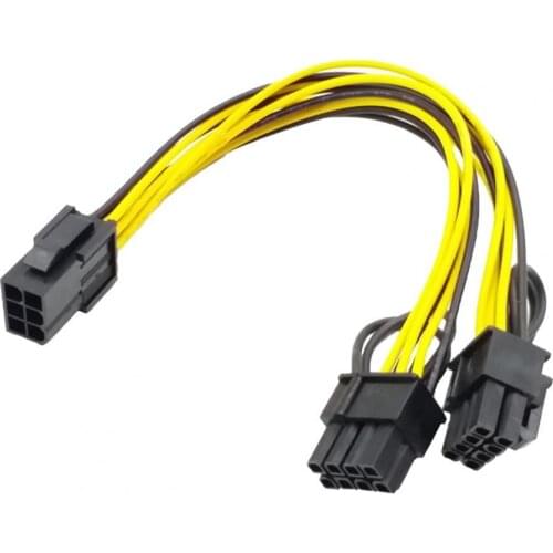 CPU 8Pin to 6Pin Graphics Card Power Cable PCI-E PCIe 8Pin to Dual 6Pin Power Supply Splitter Cable 20cm Cables for Miner Mining