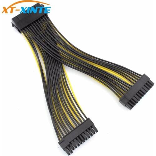 20+4Pin Dual PSU Power Supply Cable 24Pin ATX Motherboard Adapter Connector Extension Cables 18AWG Line for Mining Miner 20cm