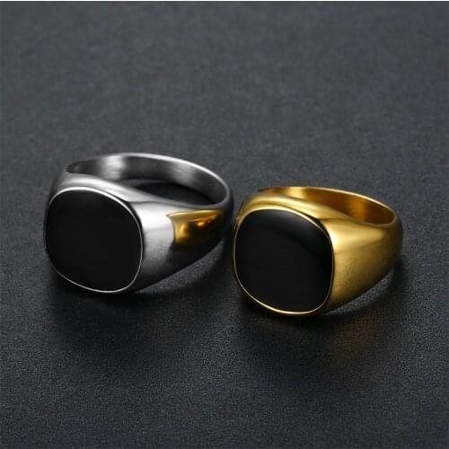 Mens Ring Punk Rock Smooth Stainless Steel Signet Ring For Men Hip Hop Party Jewelry Wholesale Male Wedding