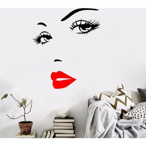 Red Lips Girl Acrylic Wall Stickers Living Room Bedroom Background Wall Stickers Beauty Salon Facial Art Decoration Wall Sticker