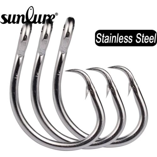 Sunlure 3/5Pcs Saltwater Fishing Hooks 13/0-14/0-15/0-16/0# Jigging Fishhooks Stainless Steel Circle Hooks Fishing Takle