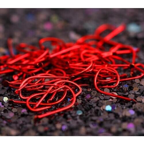 Small Size Red Hook Barbed Fishhook Catch 50g-2000g Fish Size 1#-8# Explosion Fishing Barbless Hooks