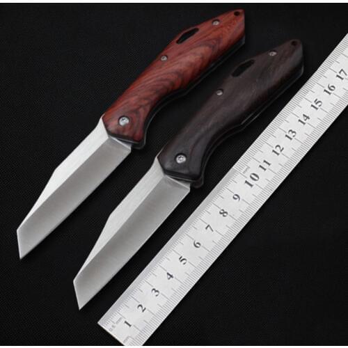 MK small folding knife 440C blade wood Handle 58hrc Outdoor camping Hunting Survival knives Collection Gift Tactical EDC Tool