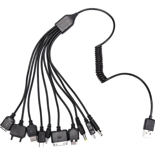 Multi Pin Cable Charger USB Adapter Cable Data Wire Cord 10 in 1 Multifunction USB Data Transfer Cable Universal
