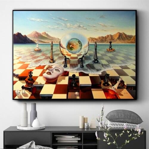Surreal City Chess Beach Set Canvas Paintings Posters and Prints HD Printed Cuadros Wall Art Pictures for Living Room Home Decor