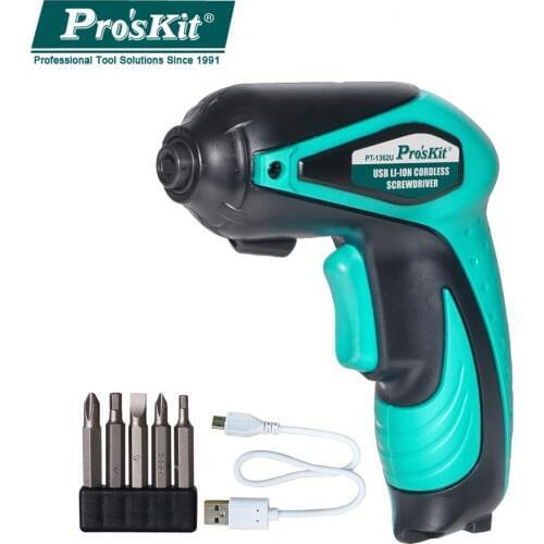 Electric Screwdriver Set Pro'kit PT-1362U 3.6 V Lithium Battery USB Charging Power Tools Kit Household Cordless Drill LED Light