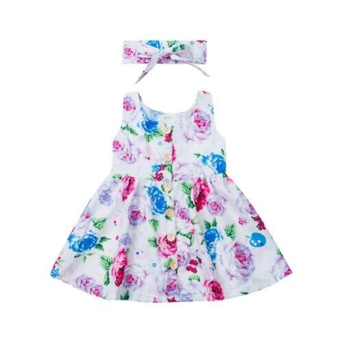 New Newborn Baby Girls Dress Floral A-Line Sleeveless Dress Sleeveless Tutu Fashion Clothes Summer Sundress
