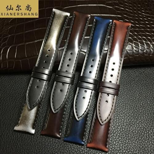 Handmade Cordovan Strap Universal Genuine Leather Belt Custom Luxury Watchbands 19MM 20MM 21MM 22MM 24MM Horse Skin Watch Band