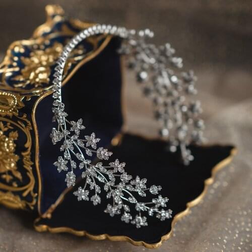 Luxury full zircon Headband New Womens Beautiful tiara real gold metal high quality crown Bridal wedding hair accessories