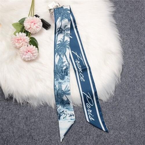 Tarot Coconut Tree Twill 100% Silk Scarf Women Brand Scarf Foulard Bag Scarves Design Wrist Towel Summer Neckerchief Headband
