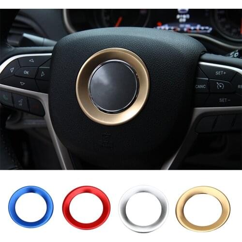 SHINEKA High Quality Aluminium Alloy Steering Wheel Decorative Circle Cover for Jeep Cherokee 14-16 Car Accessories
