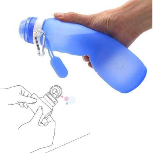 Silicone Folding Water Bottle Outdoor Sports Supplies Travel Portable Folding Large Capacity Creative Goods Sports Bottle 600ML