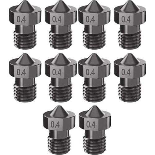 10 Pcs 0.4/1.75mm V5 V6 Super Hard and Wear-Resistant Nozzle Print Head Suitable for 3D Printer Accessories