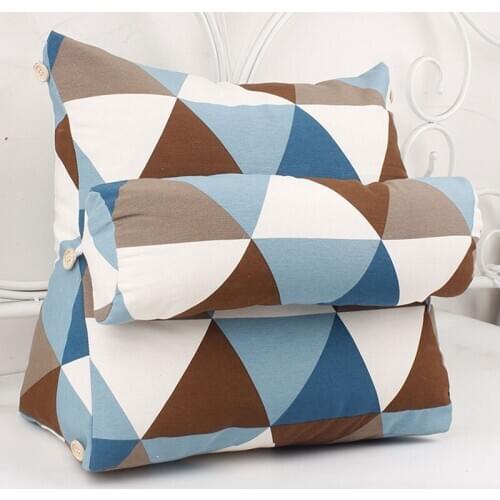 Triangular Backrest Cushion Cotton Linen Chair Sofa Cushions Bed Rest Back Pillow Waist Cushion for Office Home Decor 45x45x20cm