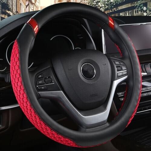 Universal 38cm Auto Car Steering Wheel Cover Summer Ice Silk Anti-slip Steering Covers for BMW RVA4 Toyota Mazda VW Red Black