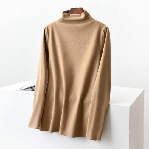 LERFEY Turtleneck Slim Fit T Shirt Workwear Office Ladies High Neck Long Sleeve Tees Women Spring Autumn Warm Basic Tops