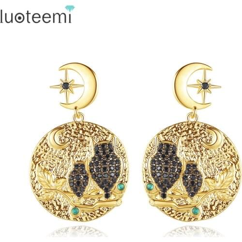 LUOTEEMI Earrings for Women Night Owls Drop Earring Cubic Zircon Fashion Jewelry Dating Party Christmas Gift Boucle D’Oreille