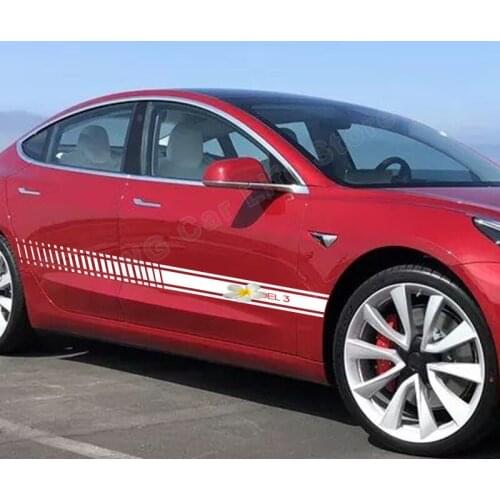 2 Pcs Self Adhesive Car Stickers for Tesla Model 3 Car Sports Long Styling Skirt Sticker Vinyl Decals Decoration Accessories