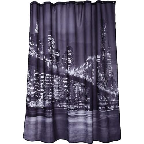 2020 Original 1.8m x 1.8m Shower Curtain City Night View Pattern Waterproof Polyester Bathing Shower Curtain Bathroom Decor