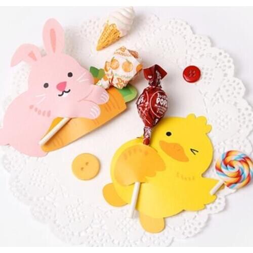 3 cartoon lollipop holder label cake popular sucker birthday party candy decoration message card 100pcs