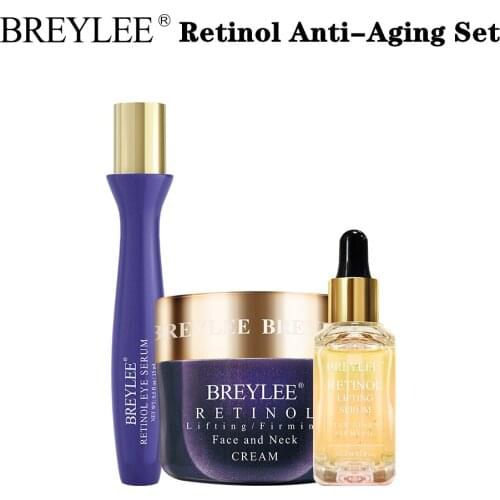 BREYLEE Retinol Serum Eye Facial Cream Anti Aging Firming Remove Fine Line Wrinkle Moisturizing Tighten Repairing Skin Care 3PCS