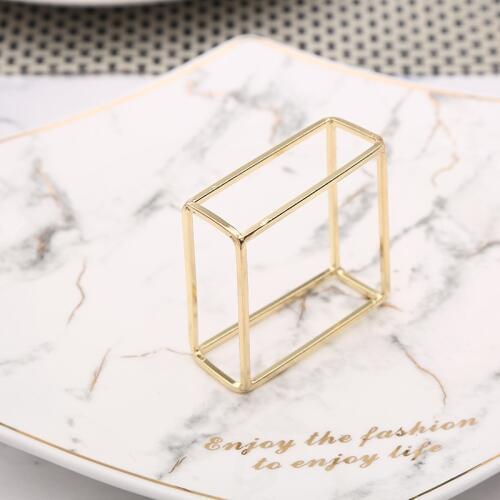 6pcs Creative European Hollow Square Napkin Ring Golden Napkin Buckle Wedding Hotel Decoration Napkin Ring