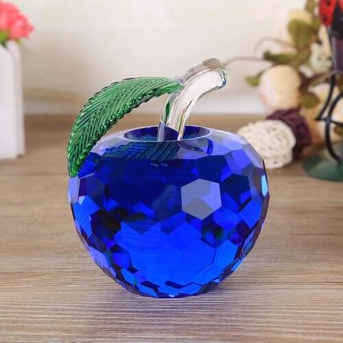 60mm laser cut Crystal Glass Apple Figurines wedding event festive party table decor accessories gift craft souvenirs supplies