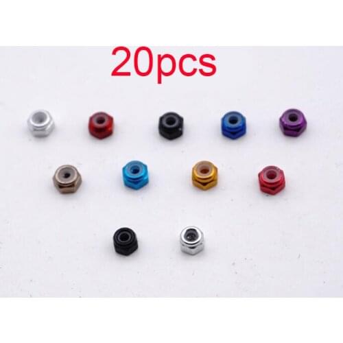 20Pcs Mini 4wd 2mm Aluminum Lock Nut Self-made Parts For Tamiya MINI 4WD M2 Aluminum Lock Nut Colorful