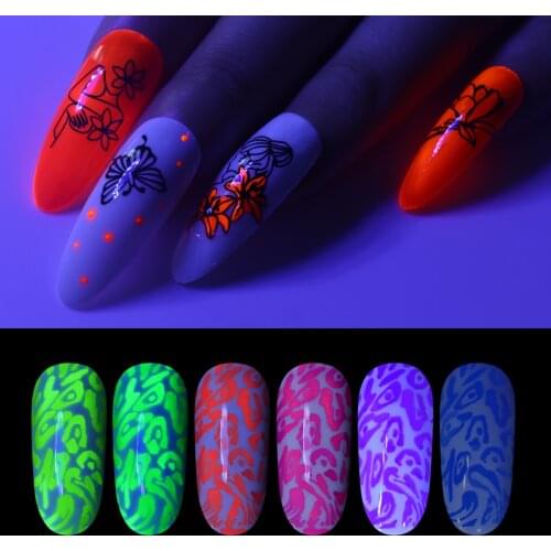 BEAUTYBIGBANG 5ML Nail Stamping Gel Fluorescent Neon Nude Green Colorful Luminous Gel Varnish UV for Nail Art Stamping Plate