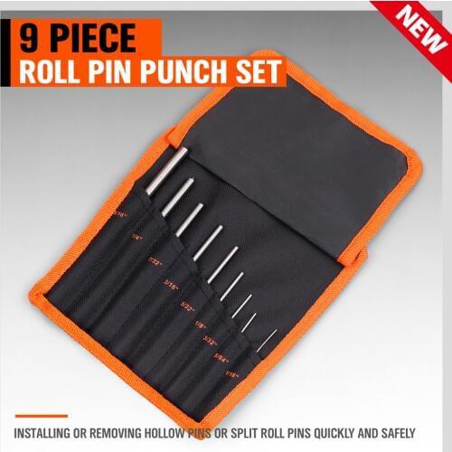 PIN PUNCH 9pcs professional pin punch set In Roll Up Case Rifle Gunsmithing Jewelers Case Forged Steel Pins Grip Roll Pin Punc