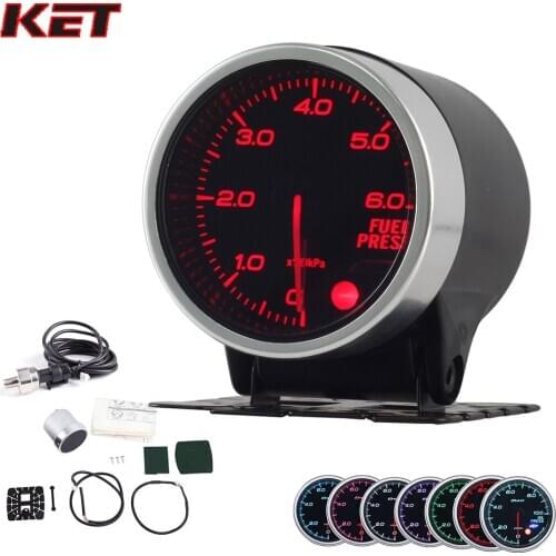 2 Inch 52MM Smoke Lens 0-6Bar Fuel Press Gauge Fuel Pressure Meter With Stepper Motor